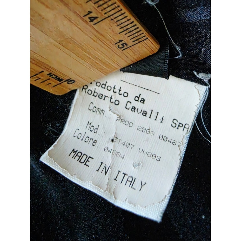 VTG Roberto Cavalli Navy Single Button Wool Blazer Leopard Trim Made in Italy 46 - Picture 8 of 16
